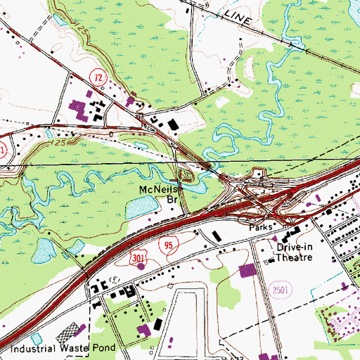 Topographic Map of McNeils Bridge, NC