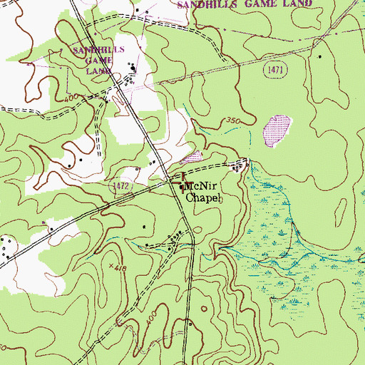 Topographic Map of McNir Chapel, NC