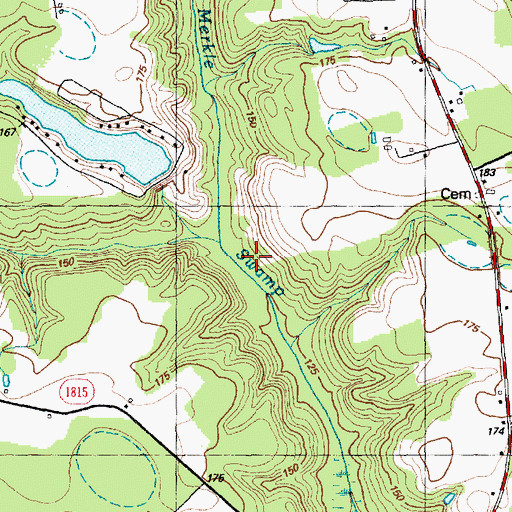 Topographic Map of McPhail Branch, NC