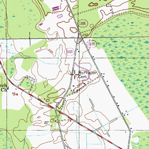 Topographic Map of McPhatter Cemetery, NC