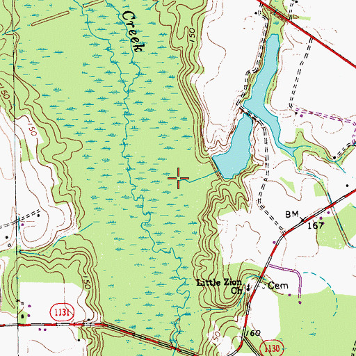 Topographic Map of McRae Branch, NC