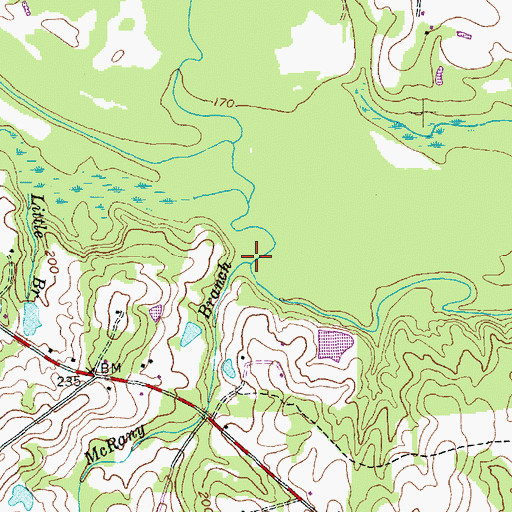 Topographic Map of McRany Branch, NC