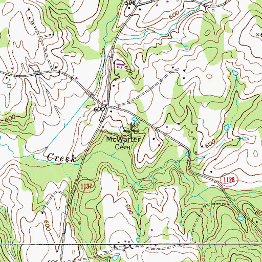 Topographic Map of McWorter Cemetery, NC