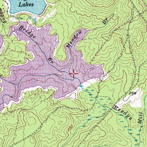 Topographic Map of Meadow Branch, NC