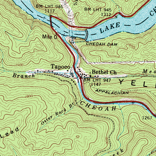 Topographic Map of Meadow Branch, NC