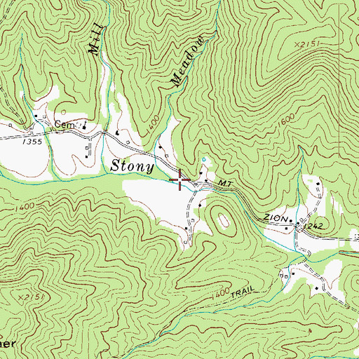 Topographic Map of Meadow Branch, NC