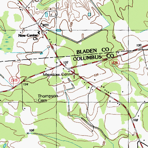 Topographic Map of Meadow Cemetery, NC