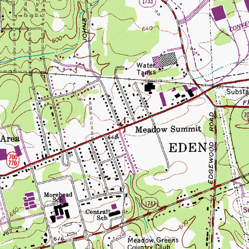 Topographic Map of Meadow Summit, NC