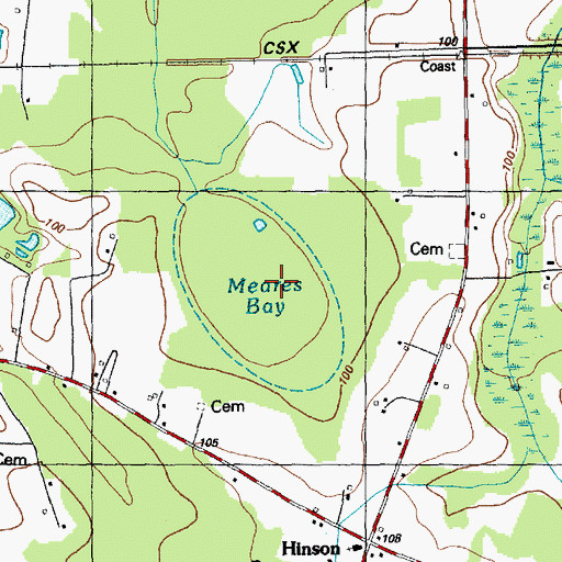 Topographic Map of Meares Bay, NC