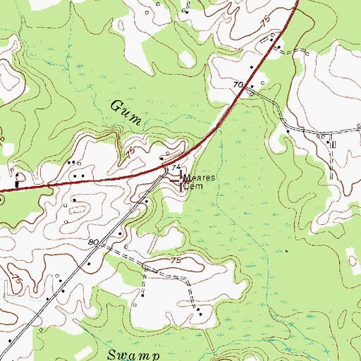 Topographic Map of Meares Cemetery, NC