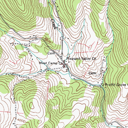 Topographic Map of Meat Camp Church, NC