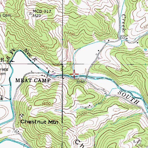 Topographic Map of Meat Camp Creek, NC