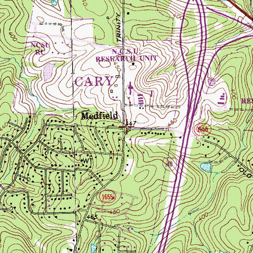 Topographic Map of Medfield, NC