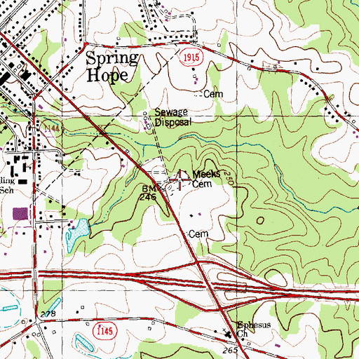 Topographic Map of Meeks Cemetery, NC