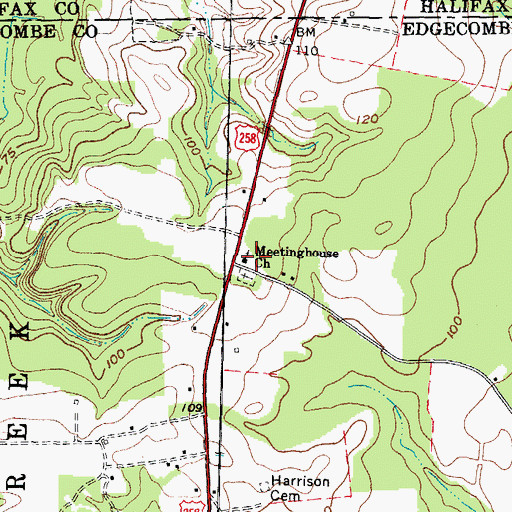 Topographic Map of Meetinghouse Church, NC