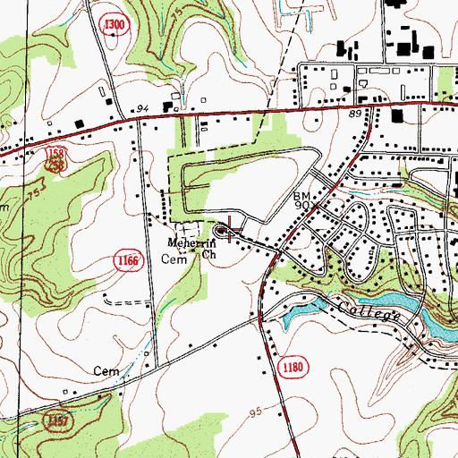 Topographic Map of Meherrin Church, NC