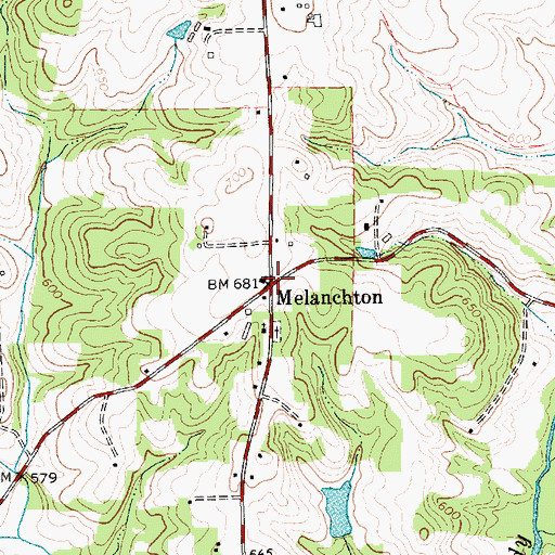 Topographic Map of Melanchton, NC