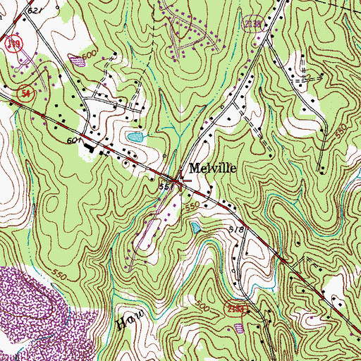 Topographic Map of Melville, NC