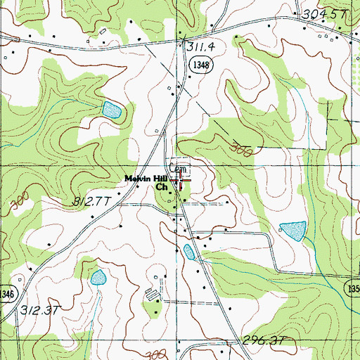 Topographic Map of Melvin Hill Church, NC