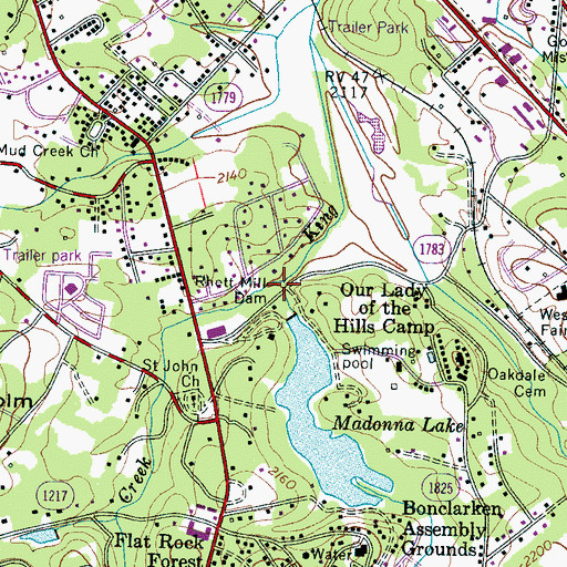Topographic Map of Meminger Creek, NC