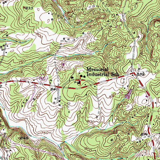 Topographic Map of Memorial Industrial School, NC