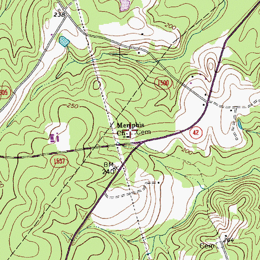 Topographic Map of Memphis Church, NC