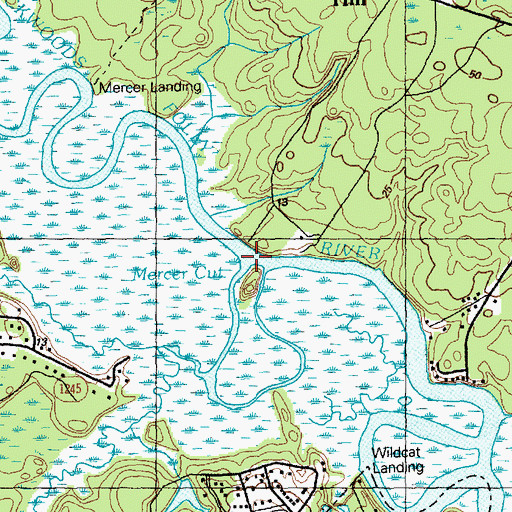 Topographic Map of Mercer Cut, NC