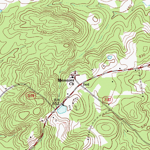 Topographic Map of Meronies Church, NC
