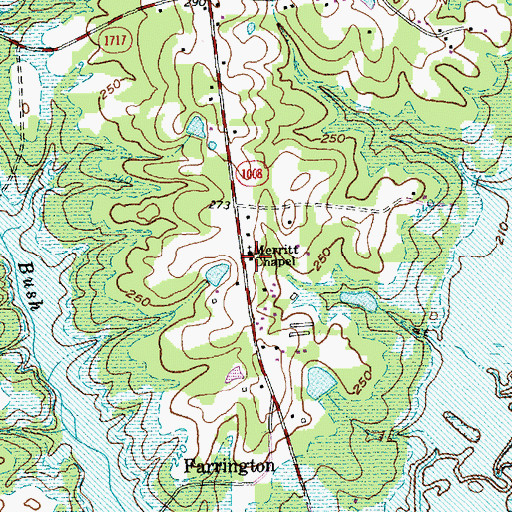Topographic Map of Merritt's Chapel United Methodist Church, NC