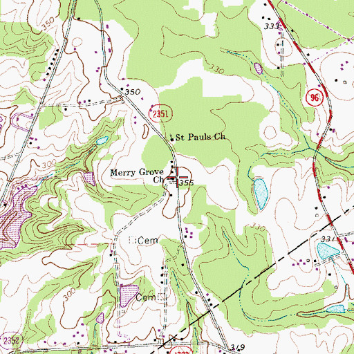 Topographic Map of Merry Grove Church, NC
