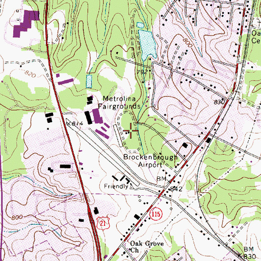 Topographic Map of Metrolina Fairgrounds, NC