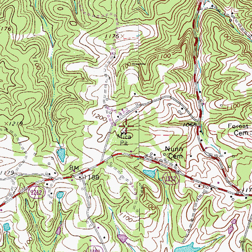 Topographic Map of Mica Pit, NC