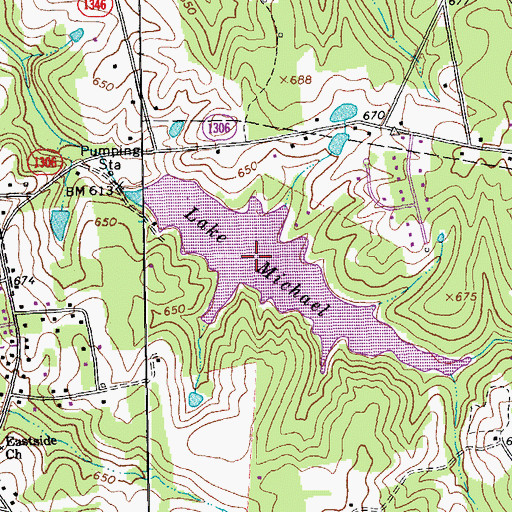Topographic Map of Lake Michael, NC