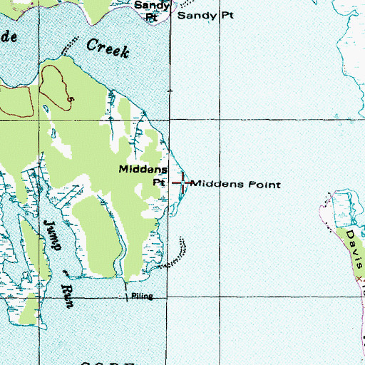 Topographic Map of Middens Point, NC