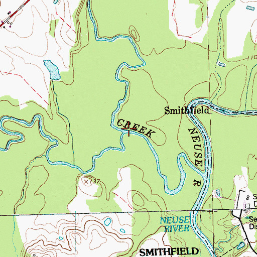 Topographic Map of Middle Creek, NC