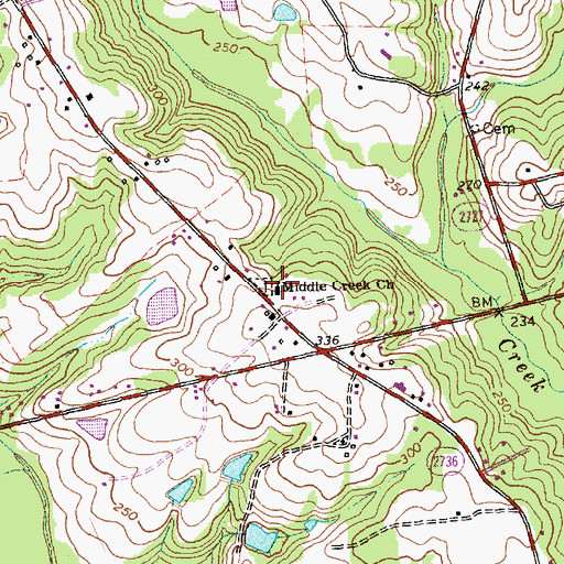 Topographic Map of Middle Creek Church, NC