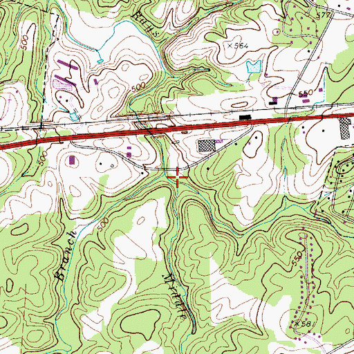 Topographic Map of Middle Fork Rays Fork, NC
