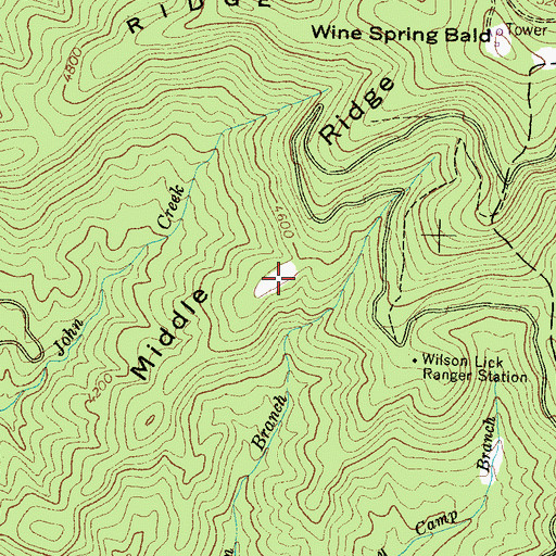 Topographic Map of Middle Ridge, NC