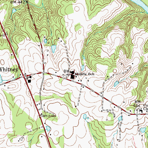 Topographic Map of Middle School, NC