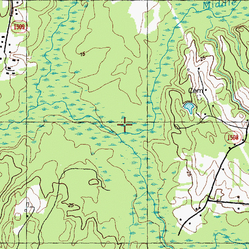 Topographic Map of Middle Swamp, NC