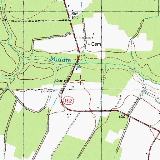 Topographic Map of Middle Swamp, NC