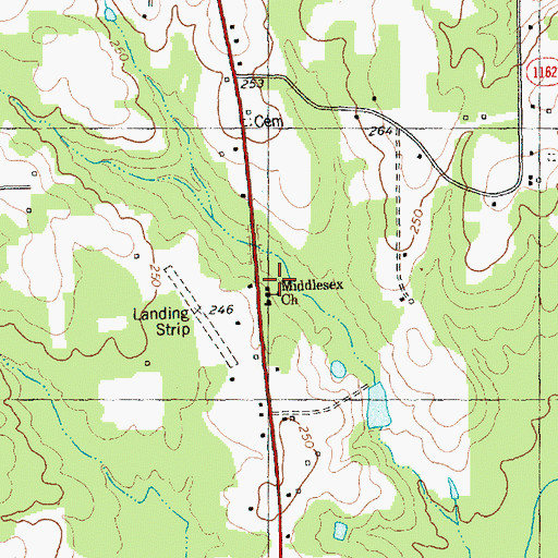 Topographic Map of Middlesex Church, NC