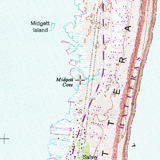 Topographic Map of Midgett Cove, NC