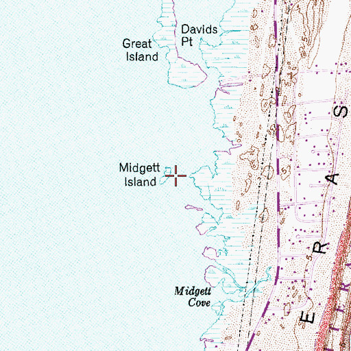 Topographic Map of Midgett Island, NC