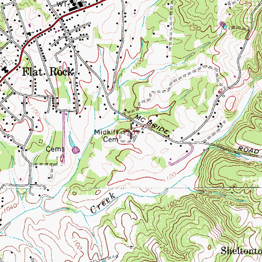 Topographic Map of Midkiff Cemetery, NC