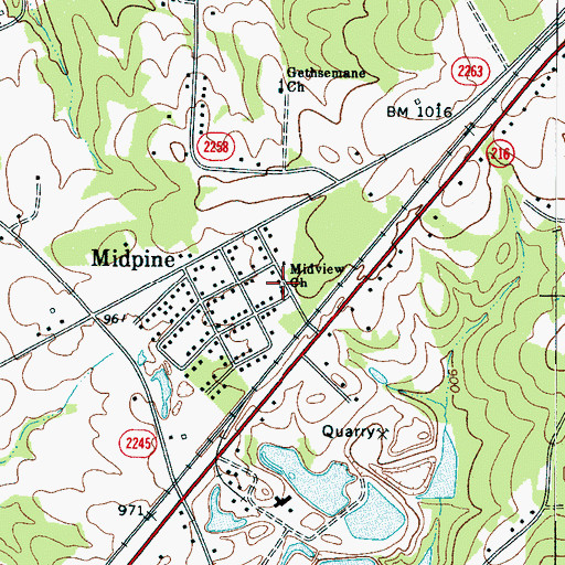 Topographic Map of Midview Church, NC