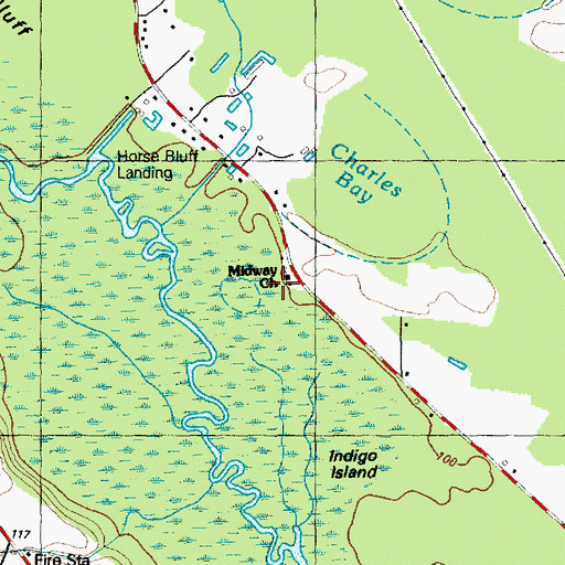 Topographic Map of Midway Church, NC