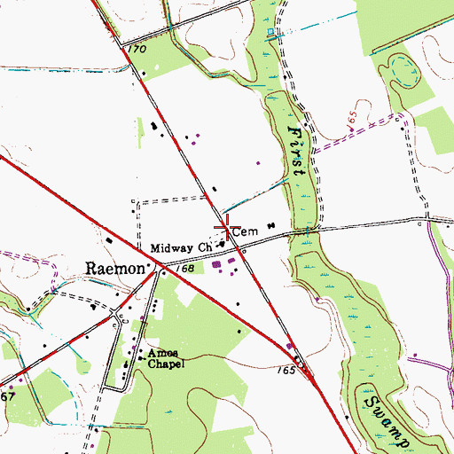 Topographic Map of Midway Church, NC