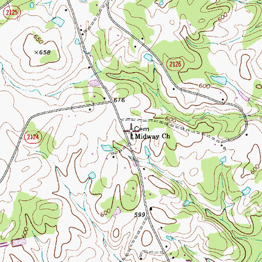 Topographic Map of Midway Church, NC