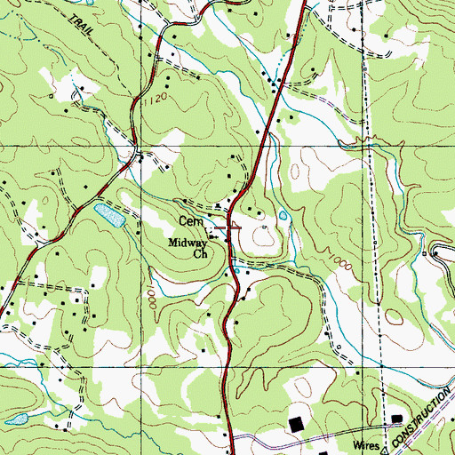 Topographic Map of Midway Church, NC